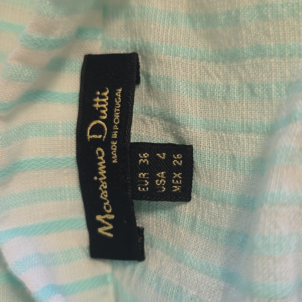 Massimo Dutti Cyan Off-the-Shoulder Linen Top Size 4 - Picture 7 of 8